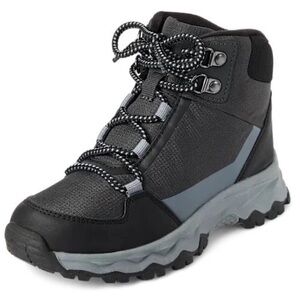Boys Colorblock Hiker Boots Size 3 The Children’s Place Grey Black Lace Up New